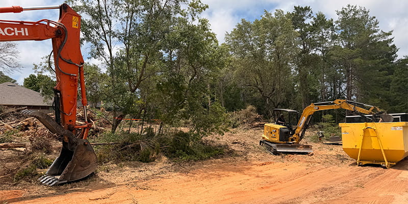clearing land with excavators